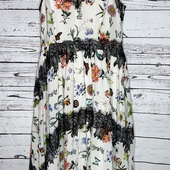 Joie NWT Size 12 Butterfly Bee w/ Floral Lace Pearl Strap Asymmetrical Hem Dress - Picture 3 of 8